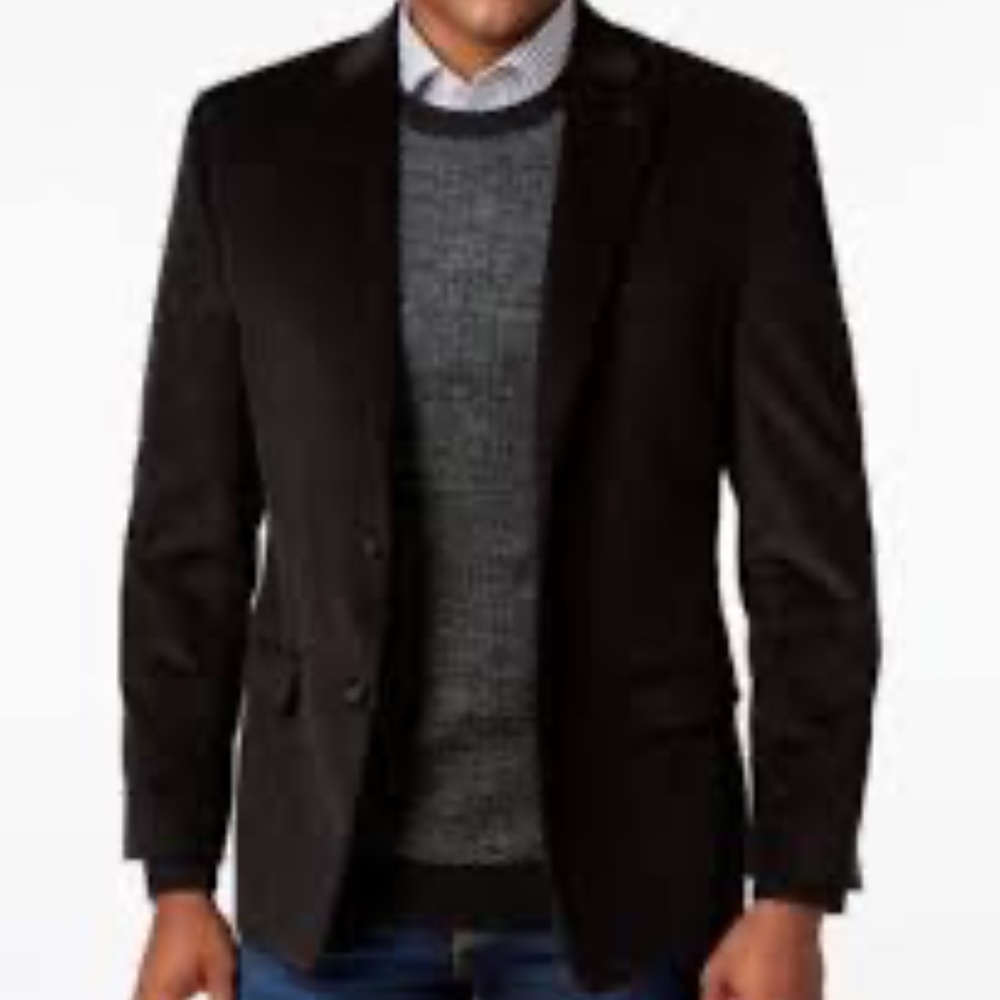 Lauren Ralph Lauren Men's Black Corduroy Blazer Size 44S Elbow Patches